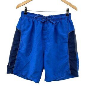 Speedo Swim Trunks Mens XL‎ Blue Polyester Mesh Lined Pockets Drawstring